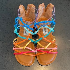 Steve Madden rainbow gladiator sandals, 10
